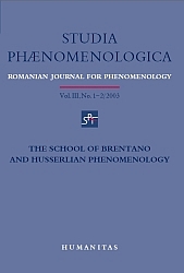 The School of Brentano and Husserlian Phenomenology, Studia Phaenomenologica vol III, nr. 1-2/2003